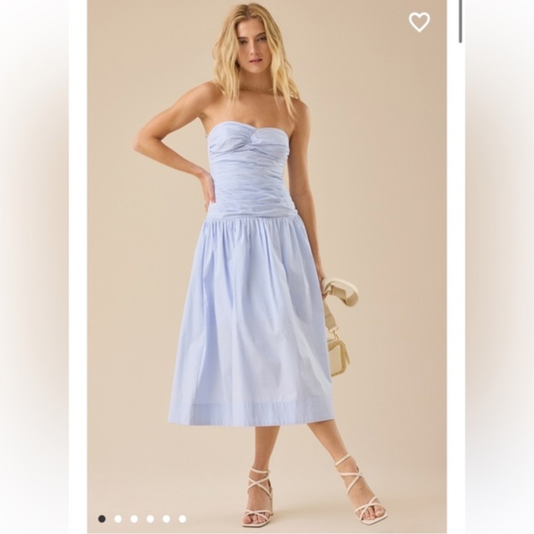 Altar'd State Strapless Sky Blue Midi Dress